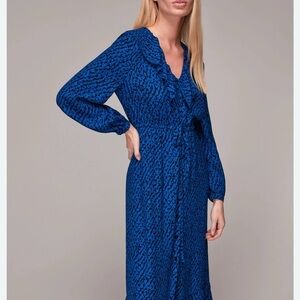 Like new $279 Whistles - Blue Diagonal Texture Print Dress - size us 12/uk 16